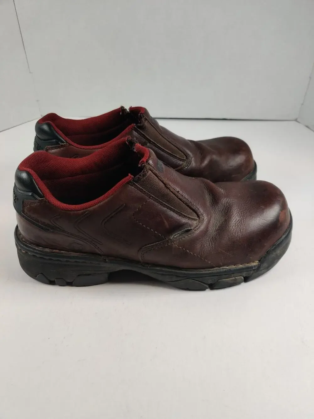 Wolverine Work Shoes Men's Size 9 EW Steel Toe Brown Slip Resistant Slip-On